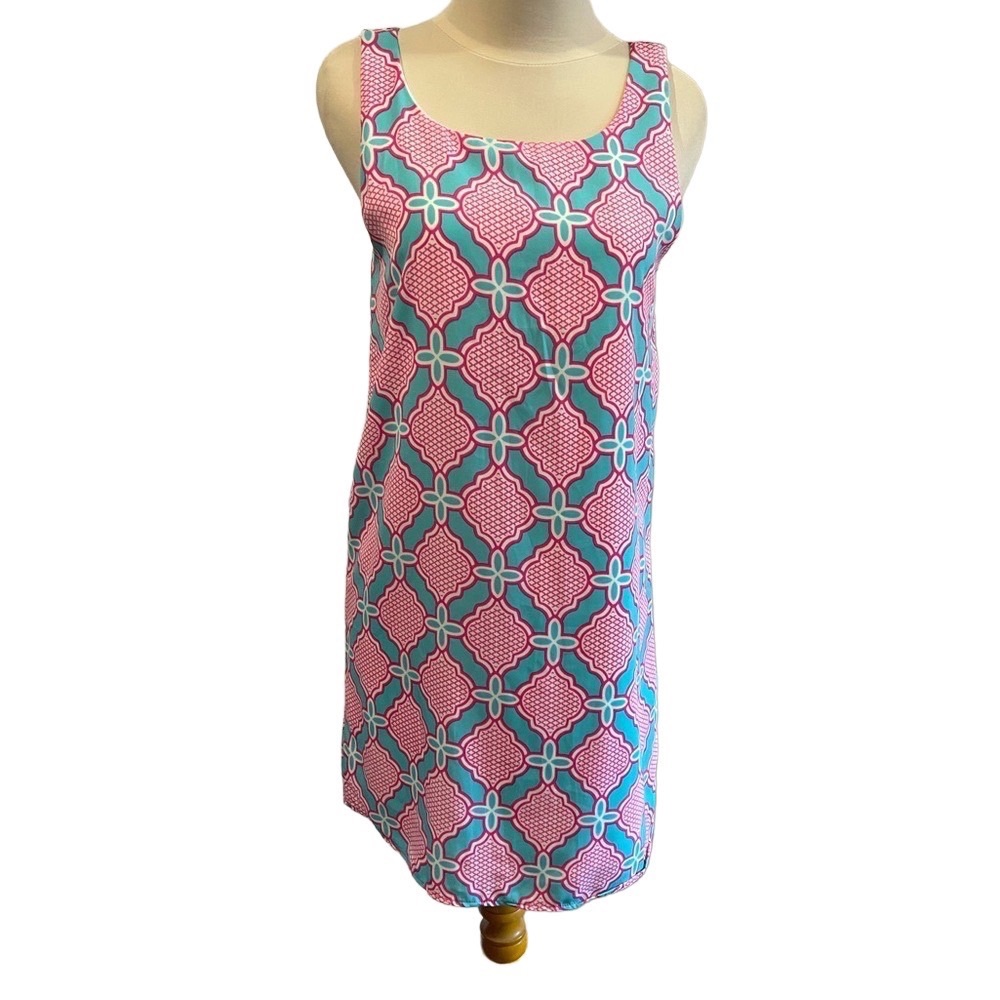 Newbury Kustom pink turquoise print dress Small